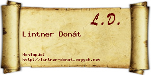 Lintner Donát névjegykártya